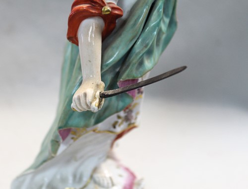 Lot 12 - A Chelsea-Derby figure of Justice, circa 1770