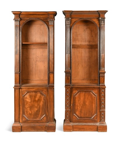 Lot 778 - A near pair of mahogany Chippendale style bookcases, late 19th century