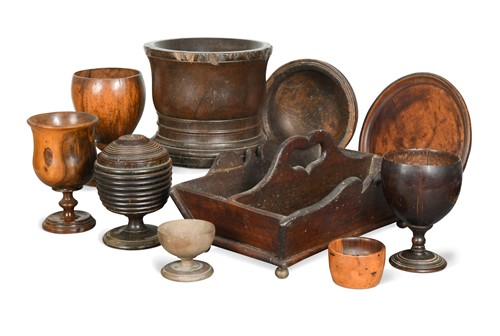 Lot 360 - A group of Treen domestic and drinking items, 17th century - 19th century