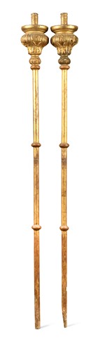 Lot 533 - A pair of giltwood and gesso alter candlesticks, late 19th / early 20th century
