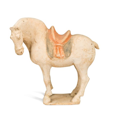 Lot 463 - A Chinese painted pottery figure of a standing horse, Tang Dynasty (AD 618-907)