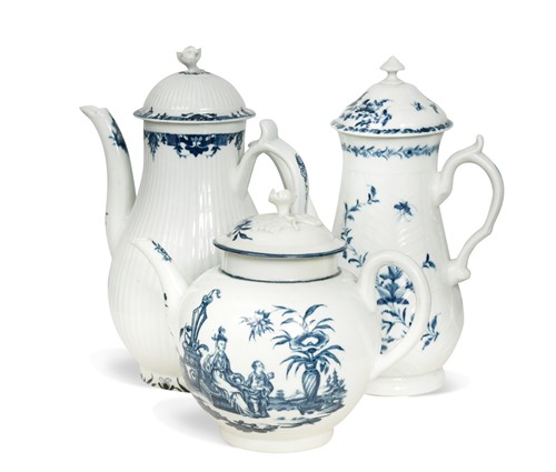 Lot 450 - A Worcester coffee pot and cover, circa 1760