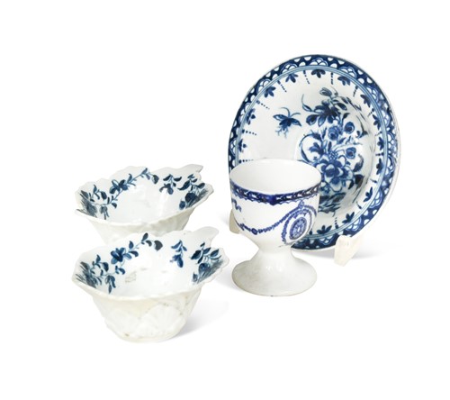 Lot 448 - A pair of Worcester butter boats, circa 1758 - 60