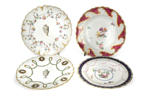 Lot 488 - Four Chelsea-Derby plates, circa 1775