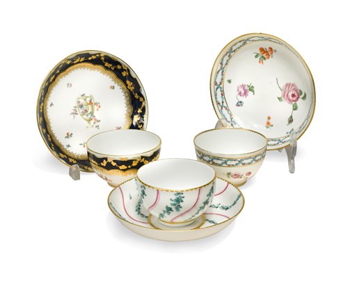Lot 474 - Six Chelsea-Derby tea bowls and saucers, circa 1775