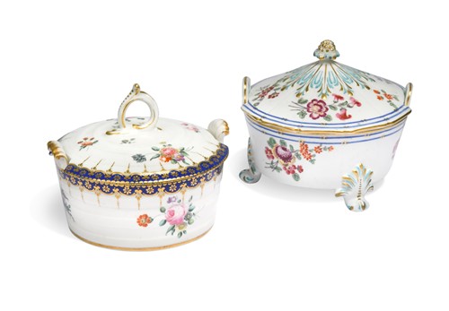 Lot 459 - A Chelsea-Derby two-handled butter tub and cover, circa 1775