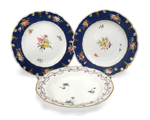 Lot 455 - A pair of Chelsea-Derby plates, circa 1775