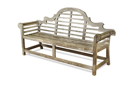 Lot 870 - A Lutyens style teak garden bench, late 20th century