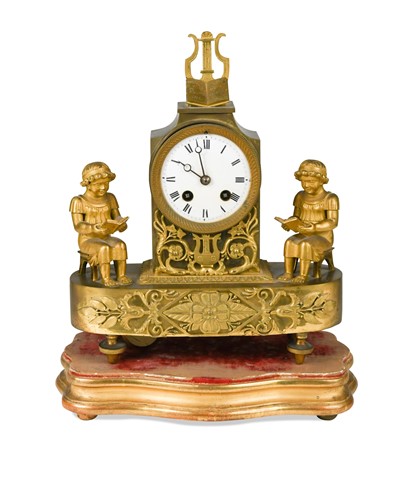 Lot 586 - A French Empire style ormolu mantle clock, 19th century