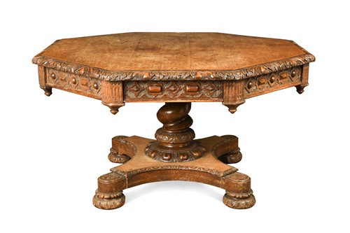 Lot 673 - A Victorian oak octagonal library table