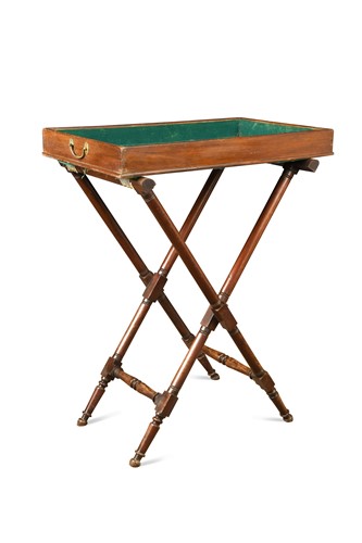 Lot 671 - A mahogany butler's tray on associated stand, 19th century