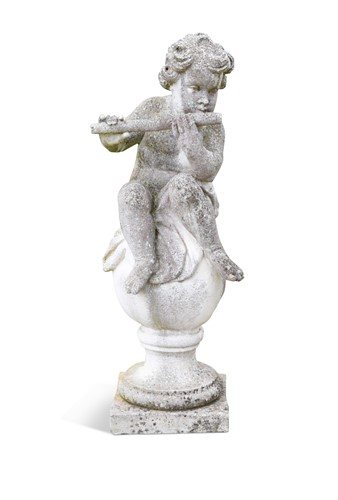 Lot 677 - A reconstituted stone figure of Pan, 20th century