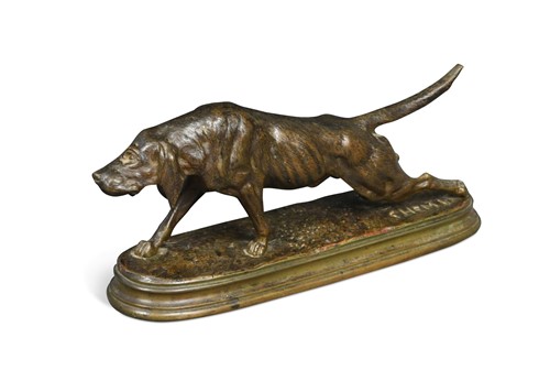 Lot 635 - After Victor Chemin (1825-1901), a small bronze of a bloodhound