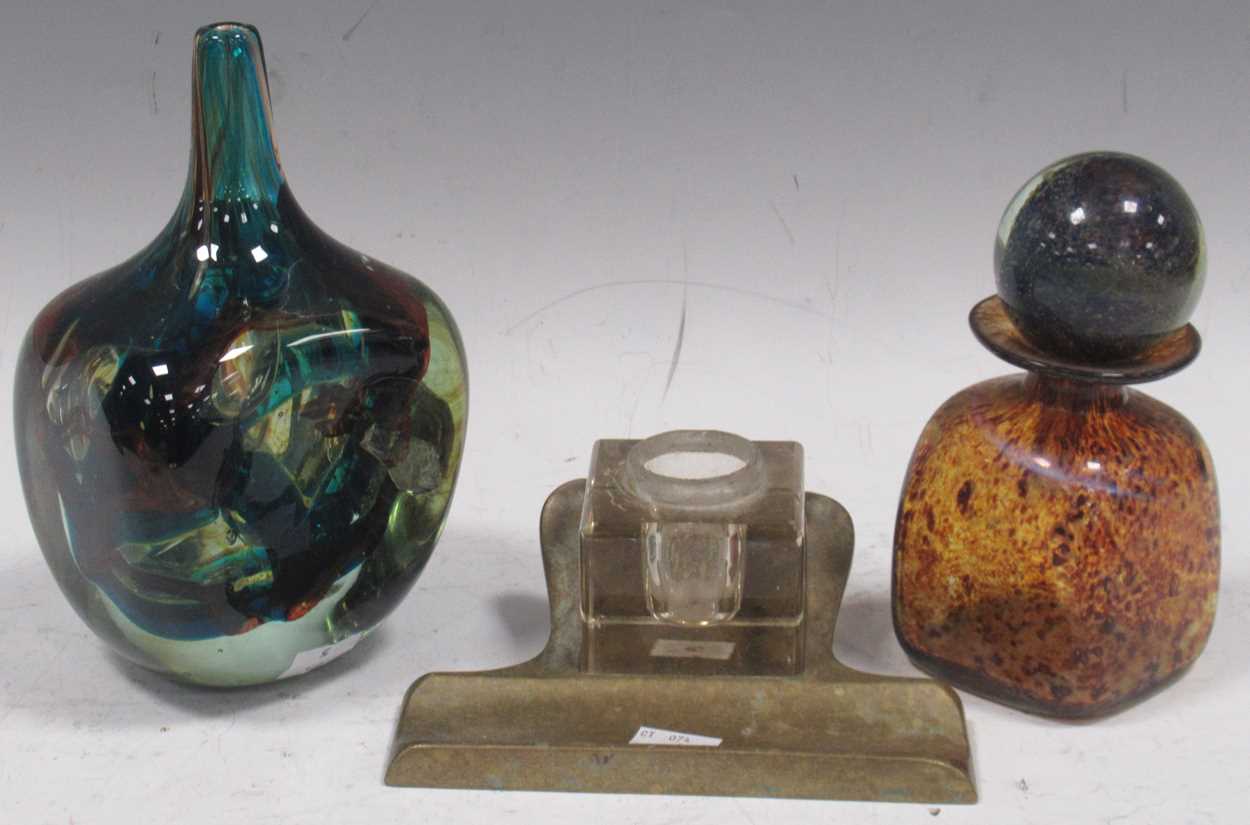 Lot 4 - A Mdina vase of square shape with a slender...