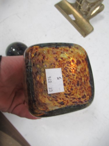 Lot 4 - A Mdina vase of square shape with a slender...