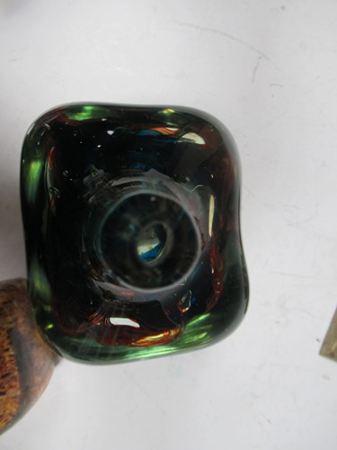 Lot 4 - A Mdina vase of square shape with a slender...