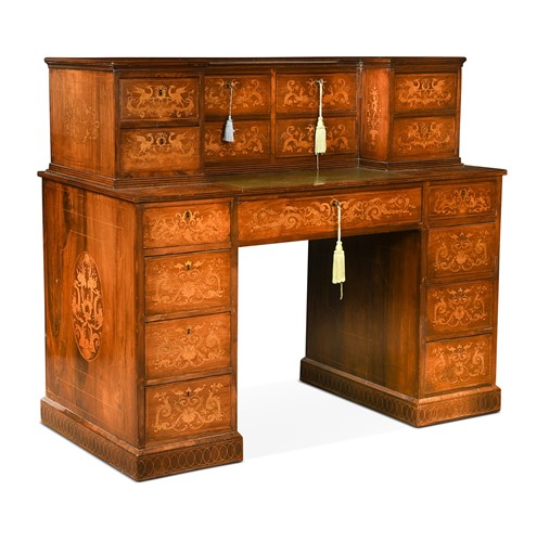 Lot 711 - A Victorian rosewood and marquetry pedestal desk