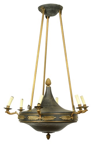 Lot 546 - An Empire style Colza type six-light chandelier, early 20th century