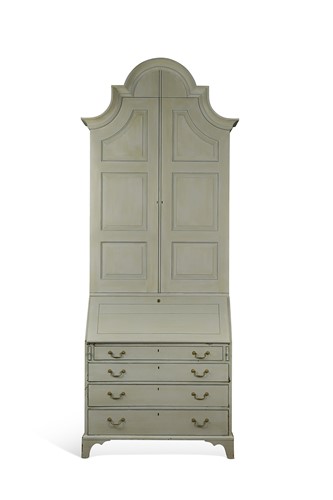 Lot 566 - A grey-painted Gustavian style bureau bookcase