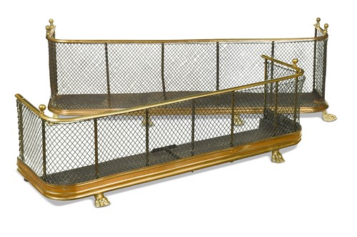 Lot 575 - A brass and wirework fender, 19th century