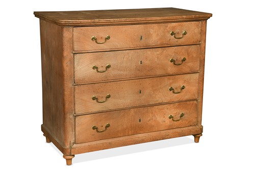 Lot 450 - An oak and burr elm chest of drawers, late 19th century