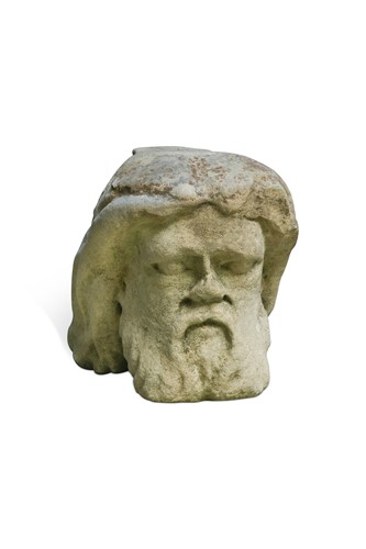 Lot 365 - An English figural limestone arch support for a window, 15th century