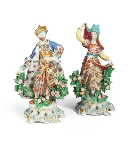 Lot 380 - A pair of Bow figures of Turks, circa 1775