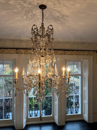 Lot 468 - A cut glass, six light chandelier, late 19th / early 20th century
