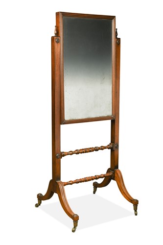Lot 498 - A Regency mahogany cheval mirror