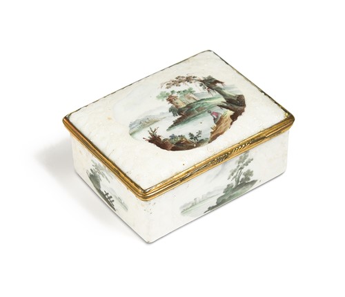 Lot 481 - A German enamel and gilt-metal mounted snuff box, mid-18th century