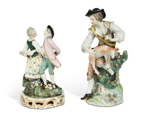 Lot 376 - A Chelsea porcelain figure of a shepherd, circa 1752-56