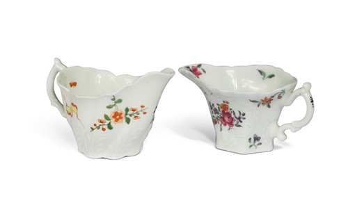 Lot 410 - A Worcester porcelain cream boat, circa 1758
