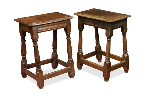 Lot 340 - Two oak joint stools, 18th century