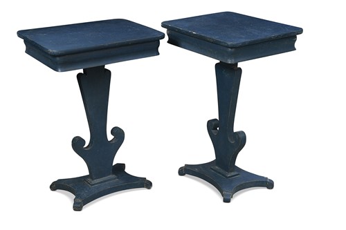 Lot 466 - A pair of Swedish deep blue painted tables, 19th century