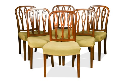 Lot 454 - A composed set of eight mahogany dining chairs, George III and later