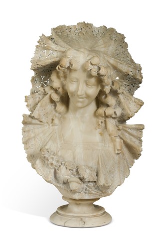 Lot 441 - Studio of Antonio Frilli, a carved alabaster bust, late 19th or early 20th century