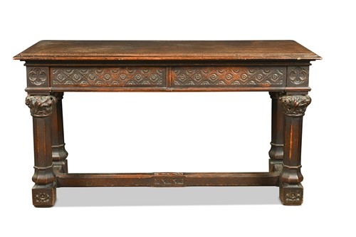 Lot 349 - A French Gothic Revival oak side table, 19th century