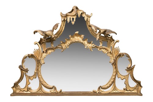 Lot 423 - A George III giltwood Rococo overmantel mirror