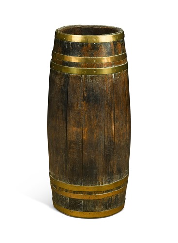 Lot 348 - An oak and brass bound stick stand, circa 1900