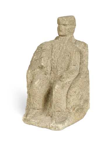 Lot 363 - A Scottish carved stone figure of a seated clan chieftain, 18th century