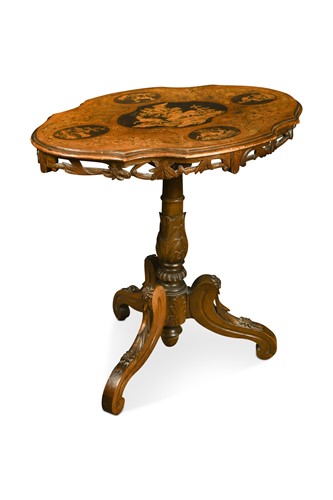 Lot 486 - A Black Forest walnut and marquetry tripod table, 19th century