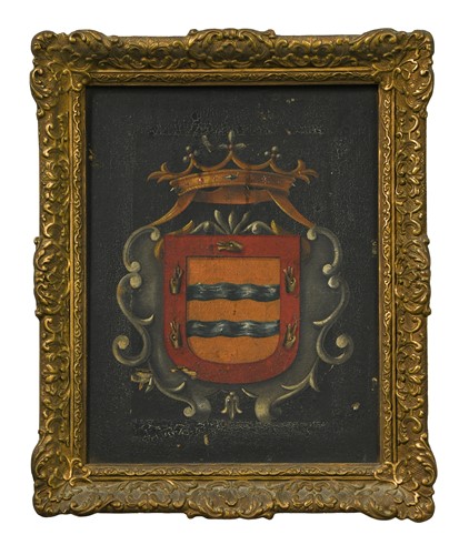 Lot 318 - A painted armorial panel, 19th century