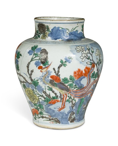 Lot 5 - A Chinese porcelain wucai vase, Shunzhi period (1644-1661)