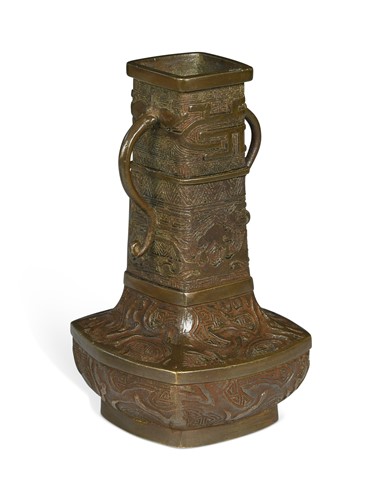 Lot 34 - A Chinese archaic-style bronze vase, Qing Dynasty, 18th or 19th century