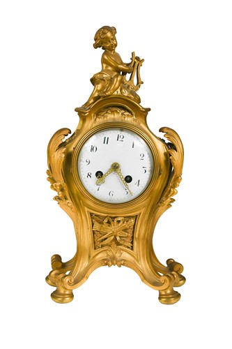 Lot 446 - A French ormolu mantel clock, 19th century