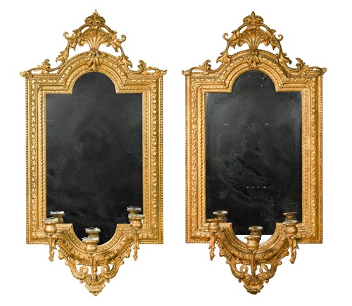 Lot 427 - A pair of giltwood and gesso girandoles, 19th century